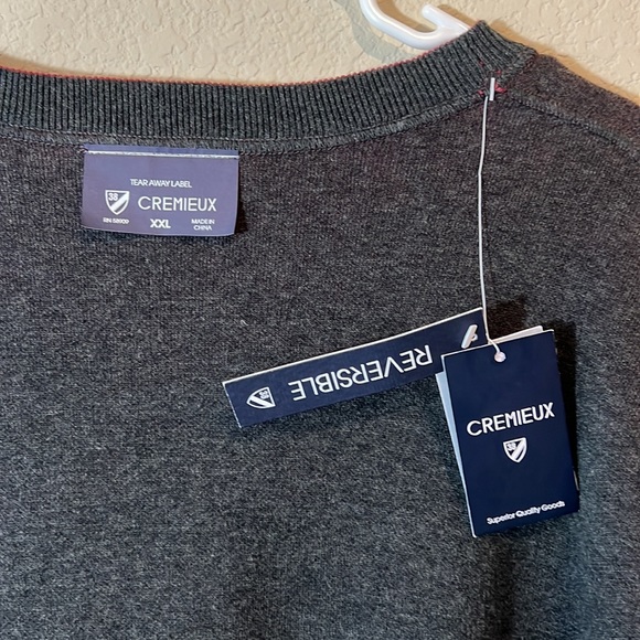 CREMIEUX MEN’S REVERSIBLE CREWNECK GRAY AND WINE SWEATER / SIZE 2XL - Picture 4 of 7